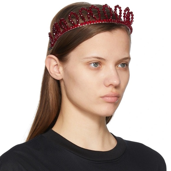 Simone Rocha Spring 2022 red bead scalloped crown headband - Picture 4 of 5